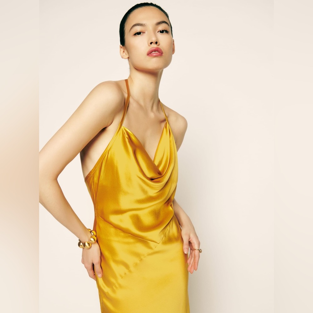 Silk Reformation Gold/Tumeric Midi Dress